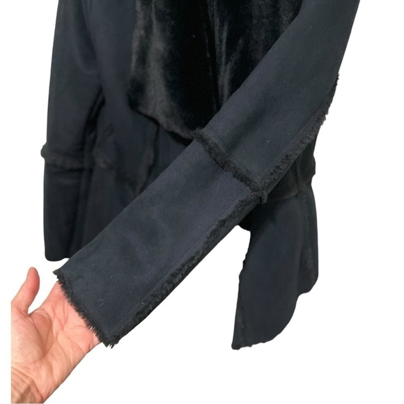 AKIRA FAUX SUEDE LEATHER FUR COAT, SIZE SMALL - Picture 8 of 16
